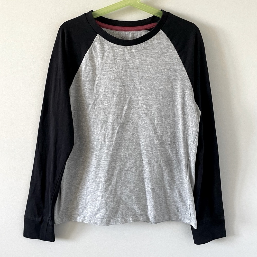 Sears Boys Cotton Long Sleeve Raglan T-Shirt - Grey & Black